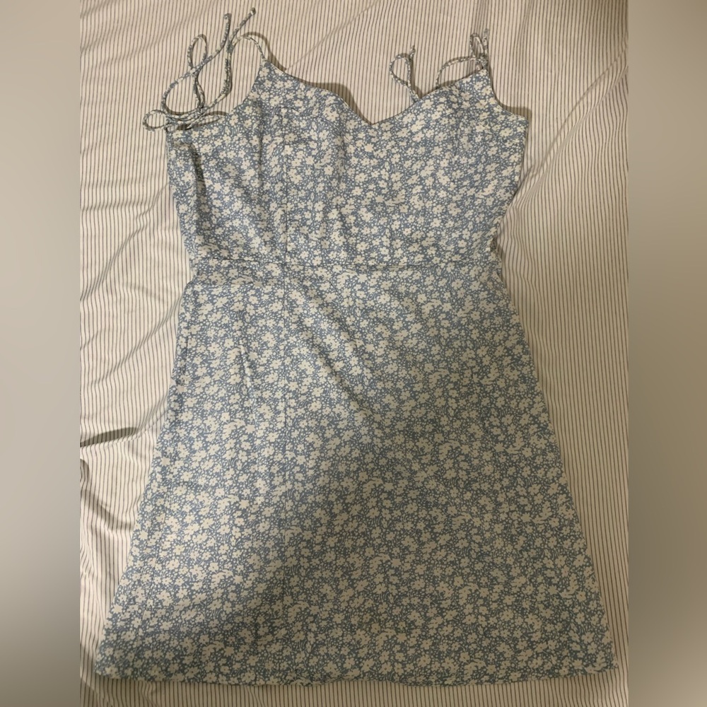 Blue Rain Floral Dress in Blue and White